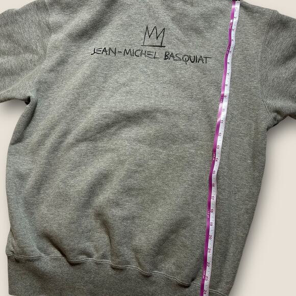 Jean-Michel Basquiat Hoodie Gray Large Art Graphic Pullover Streetwear M05 - Picture 4 of 5